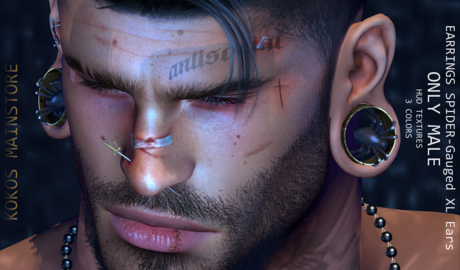 Second Life Marketplace - KOKOS-EARRING SPIDER-Gauged XL Ears